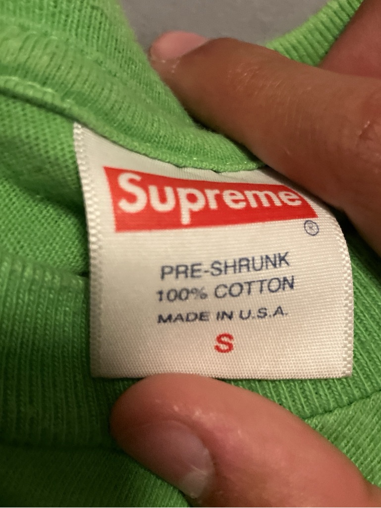 Supreme Lime Green Tee With Red Box Logo Tag